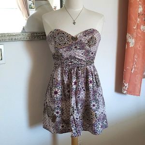 Band of Gypsies Strapless Floral Mandala Mini Dress Size Medium